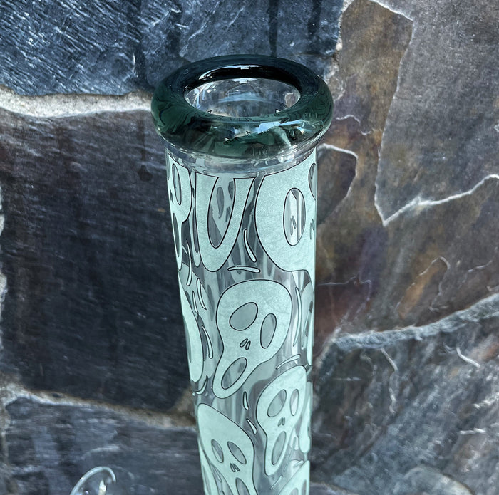 Best Thick Heavy 15.5" Straight Bong W/Glow in the Dark Skulls 2 - Bowls