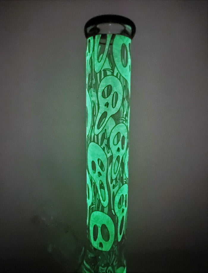 Best Thick Heavy 15.5" Straight Bong W/Glow in the Dark Skulls 2 - Bowls