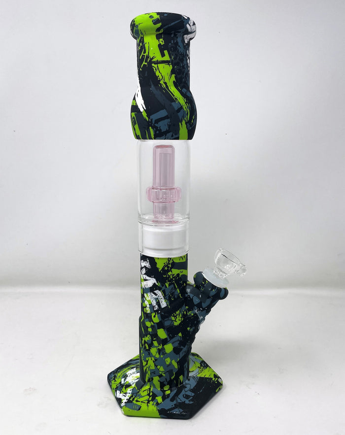 Best Thick Silicone & Glass Straight 12.5" Bong Dome & Shower Perc