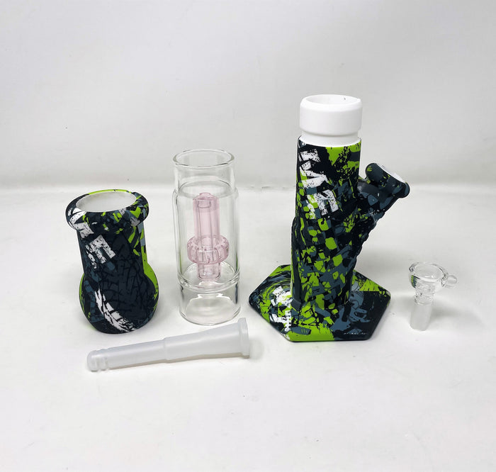 Best Thick Silicone & Glass Straight 12.5" Bong Dome & Shower Perc