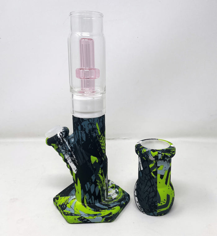 Best Thick Silicone & Glass Straight 12.5" Bong Dome & Shower Perc