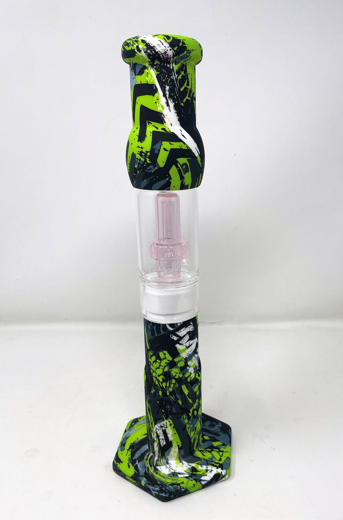 Best Thick Silicone & Glass Straight 12.5" Bong Dome & Shower Perc