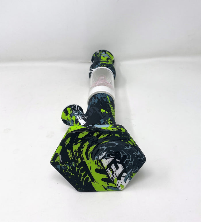 Best Thick Silicone & Glass Straight 12.5" Bong Dome & Shower Perc