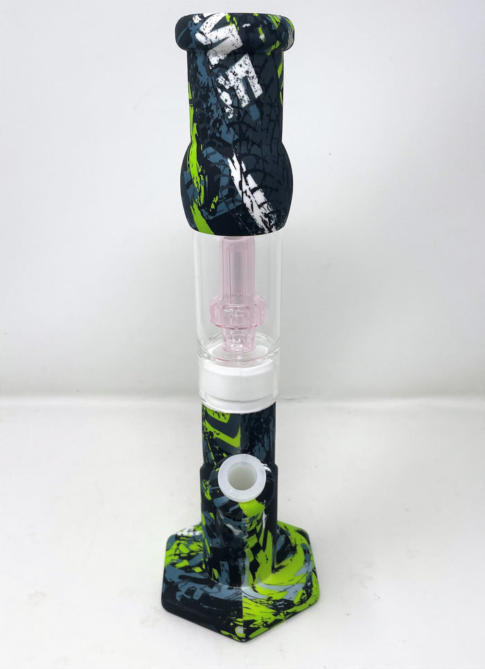 Best Thick Silicone & Glass Straight 12.5" Bong Dome & Shower Perc