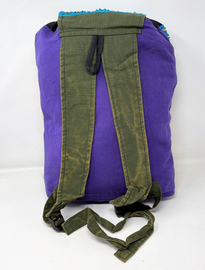 Burst of Colors - Large Cotton Backpack - Flower Power Sash, Colors May Vary