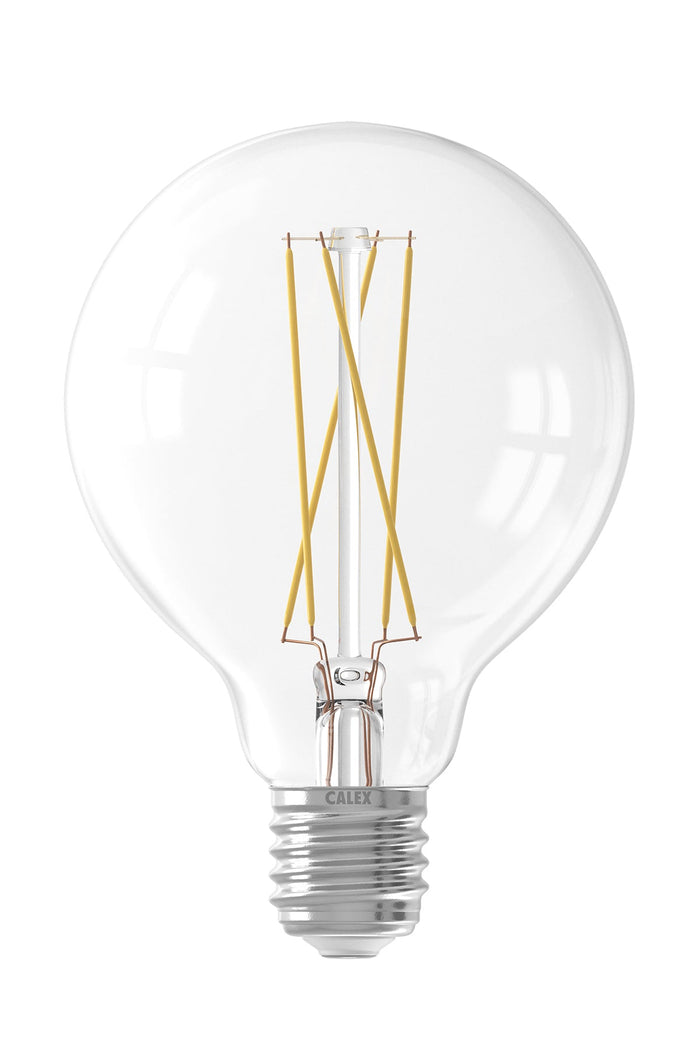 Calex Filament LED Lamp - E27 - G95 - Clear - 6W - Dimmable
