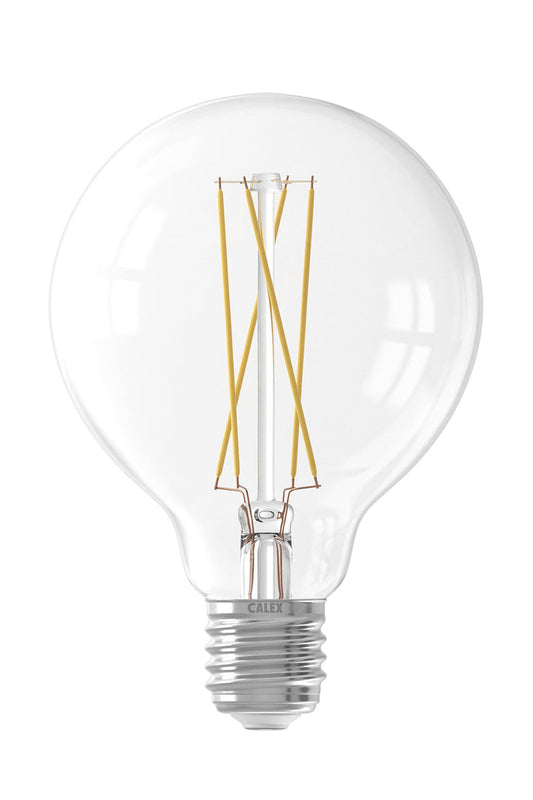 Calex Filament LED Lamp - E27 - G95 - Clear - 6W - Dimmable