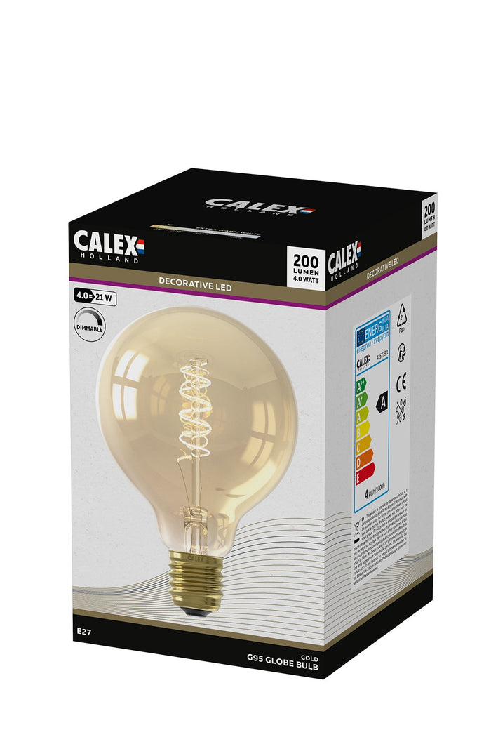 Calex Filament LED Lamp - E27 - G95 - Gold - 4W - Dimmable