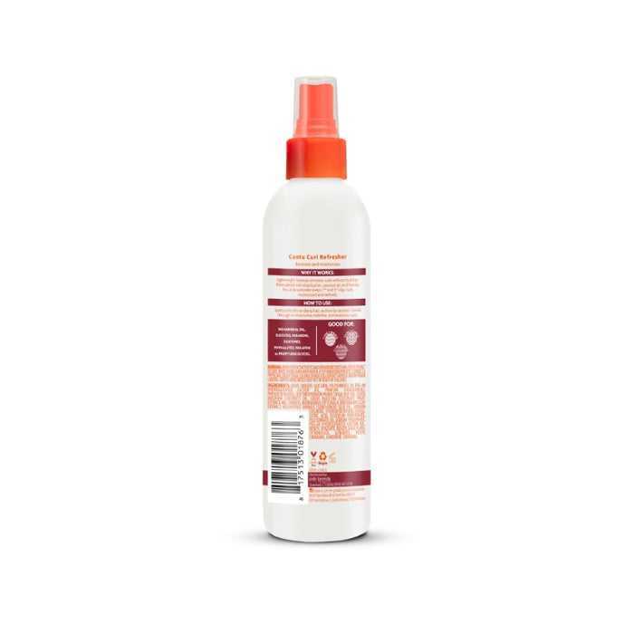 CANTU kids curl refresher spray bottle with orange spray nozzle showing product label and instructions