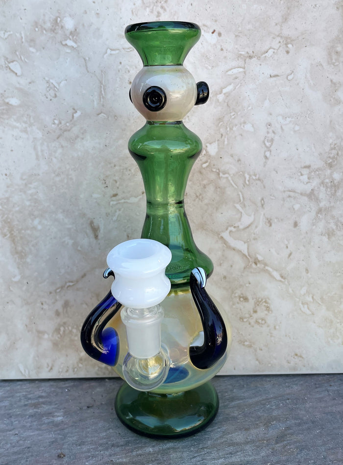 Collectible Unique Handmade 8.5" Fumed Thick Glass Rig 14mm Male Herb Bowl