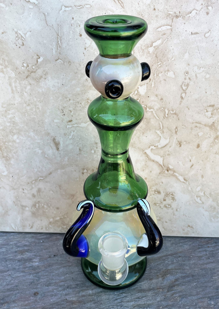 Collectible Unique Handmade 8.5" Fumed Thick Glass Rig 14mm Male Herb Bowl