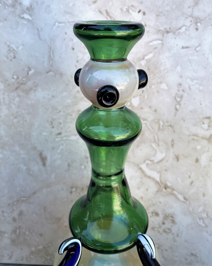 Collectible Unique Handmade 8.5" Fumed Thick Glass Rig 14mm Male Herb Bowl