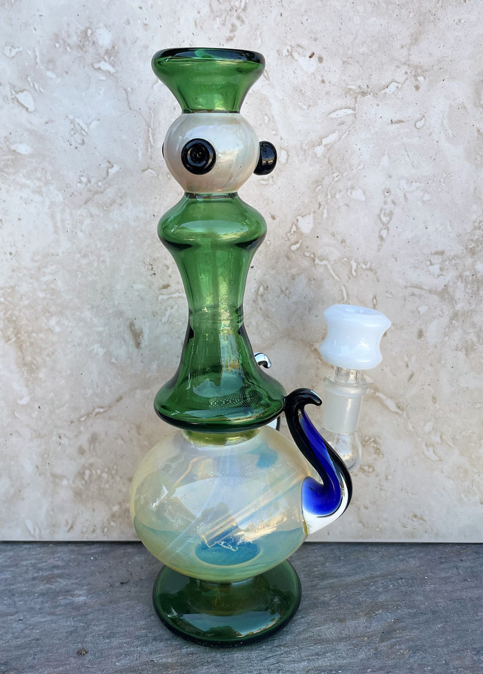 Collectible Unique Handmade 8.5" Fumed Thick Glass Rig 14mm Male Herb Bowl