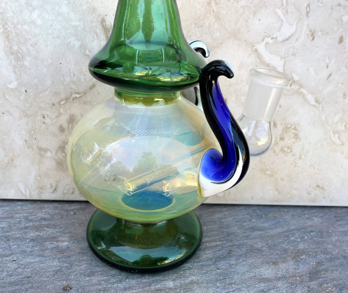 Collectible Unique Handmade 8.5" Fumed Thick Glass Rig 14mm Male Herb Bowl