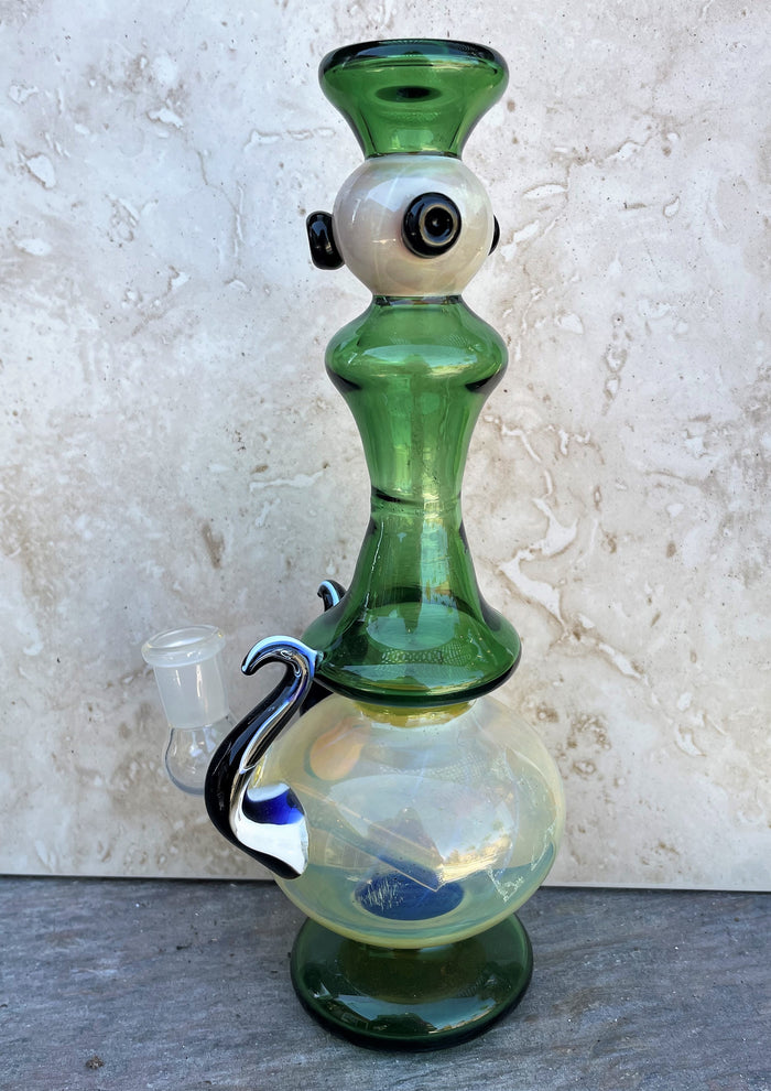 Collectible Unique Handmade 8.5" Fumed Thick Glass Rig 14mm Male Herb Bowl
