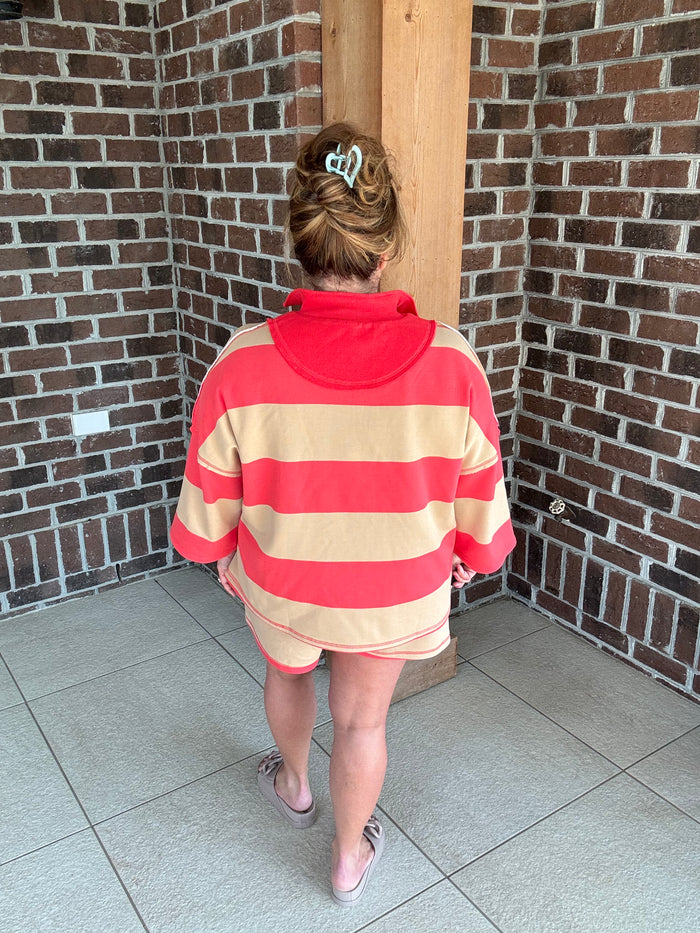 Coral & Sand Striped Short-Stitch & Co