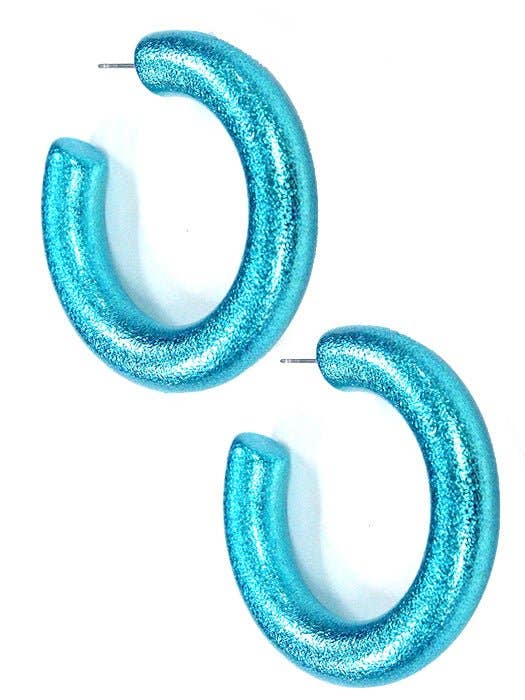 Dory C Shape Hoop Earrings: Aqua