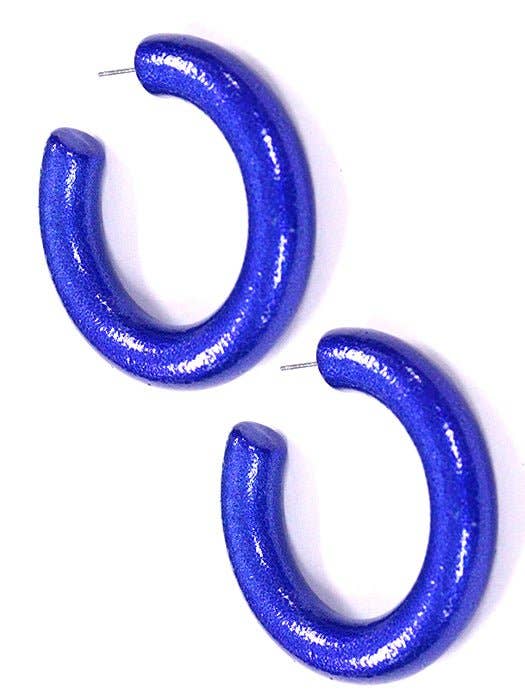 Dory C Shape Hoop Earrings: Aqua