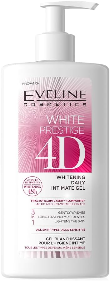 Eveline white prestige 4d whitening daily intimate gel جل ترطيب الجسم باللاكتيك اسد من ايفيلين