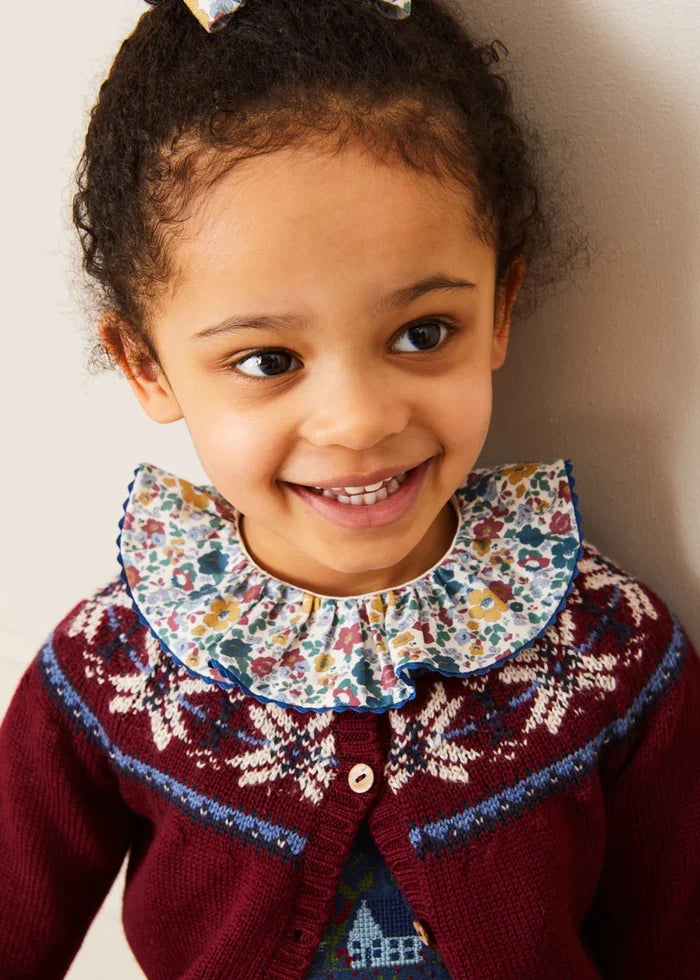 Fair Isle Cardigan in Burgundy (12mths-10yrs) KNITWEAR from Pepa London