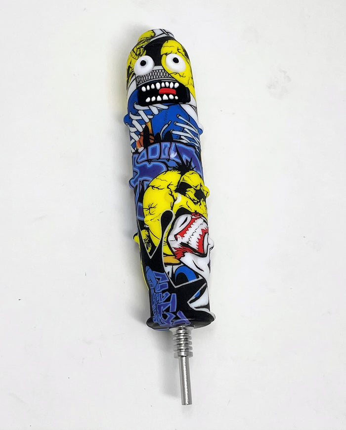 Graphic Design Thick Detachable Unbreakable Bong Honey Straw + 14mm Bowl