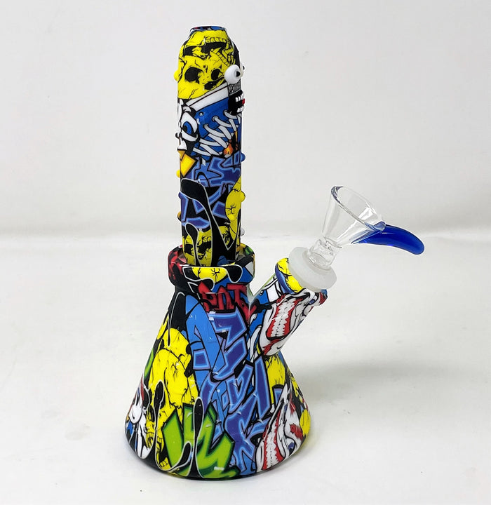 Graphic Design Thick Detachable Unbreakable Bong Honey Straw + 14mm Bowl