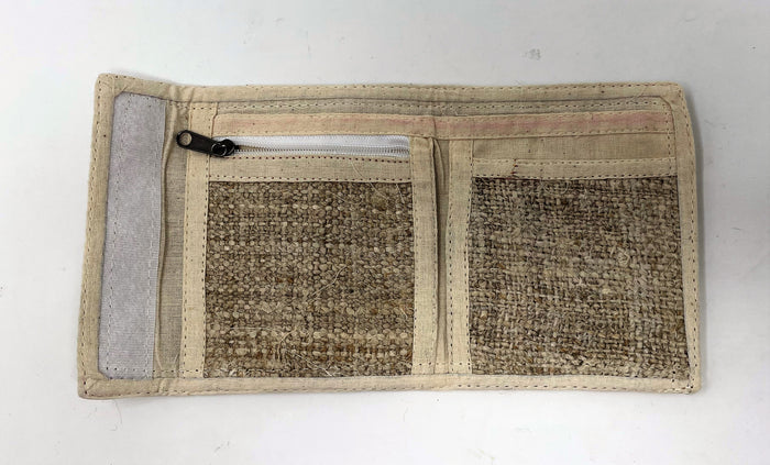 Handmade Hemp Wallet with Embroidered Butterfly Design
