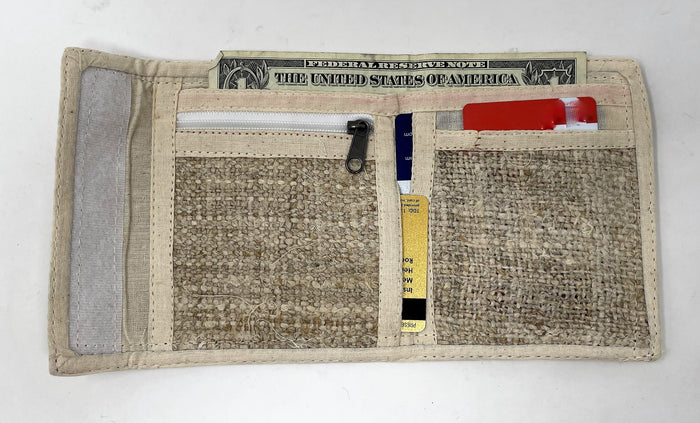 Handmade Hemp Wallet with Embroidered Butterfly Design