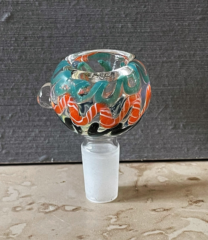 Handmade with Multi Color Swirl in Thick Glass 14mm Male Bowl