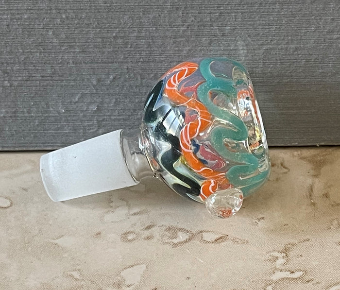 Handmade with Multi Color Swirl in Thick Glass 14mm Male Bowl