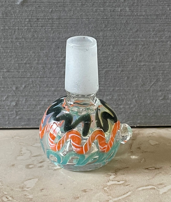 Handmade with Multi Color Swirl in Thick Glass 14mm Male Bowl