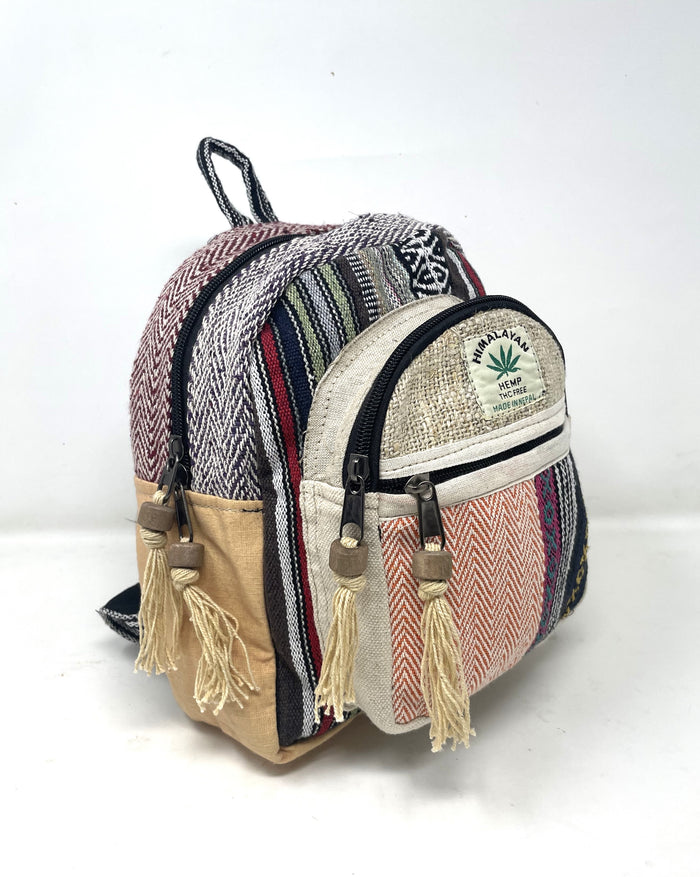 Himalayan Pure Hemp Mini Backpack with Tassels