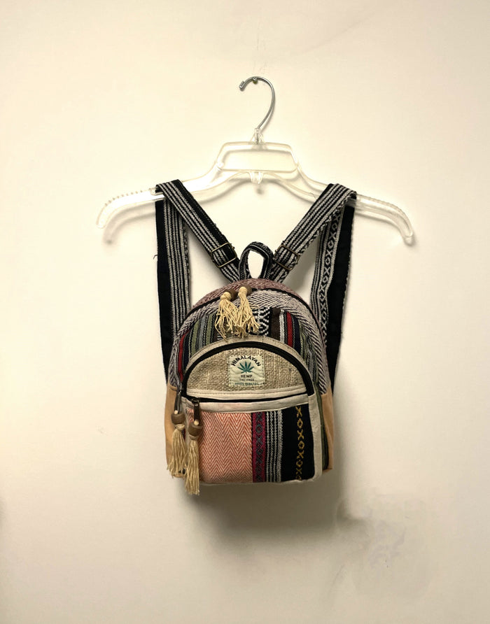 Himalayan Pure Hemp Mini Backpack with Tassels