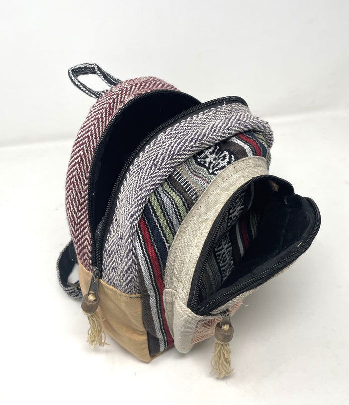 Himalayan Pure Hemp Mini Backpack with Tassels