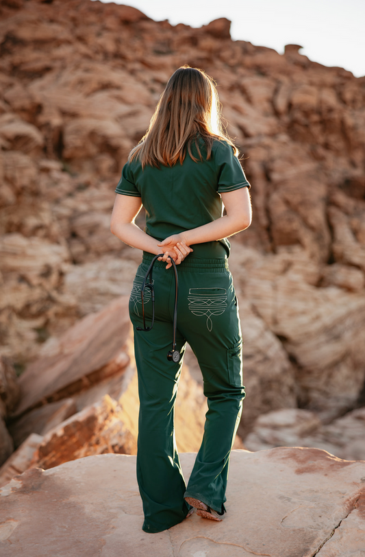 Hunter Green Boot-Stitch Pants