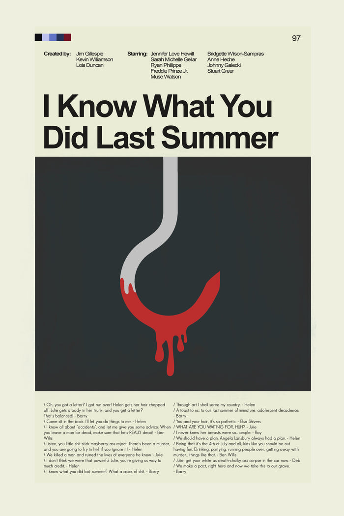 I Know What You Did Last Summer Inspired Mid-Century Modern Print | 12"x18" or 18"x24" Print only