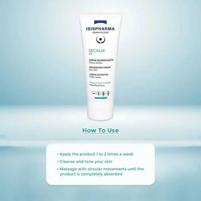 How to use ISISPHARMA Secalia DS Nourishing Cream – clean skin then apply