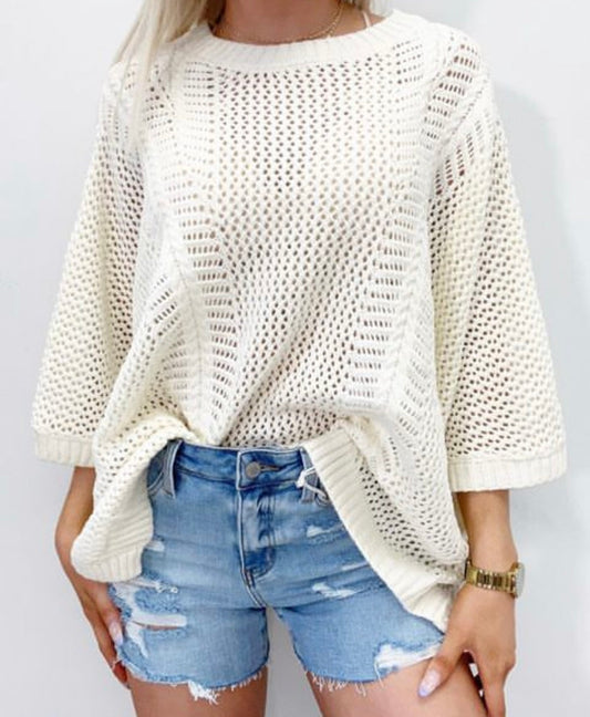 Ivory Lightweight Poncho Sweater