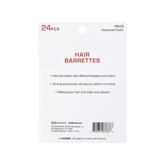 RED BEAUTY by KISS 24pcs packaged kids ribbon hair barrettes on white backing card with product details