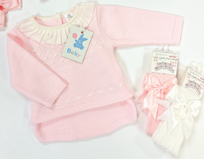 MIA BELLA Soft Pink Knit Rosebud Jam Pant Set