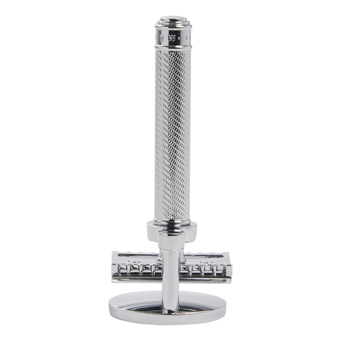 An elegant KirbyAllison.com Muhle Safety Razor Stand displayed on a white background.