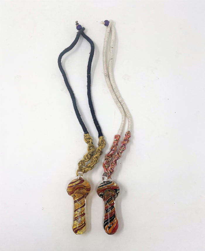 Natural Hemp Necklace with Functional 3" Glass Hand Pipe (2 Pack)