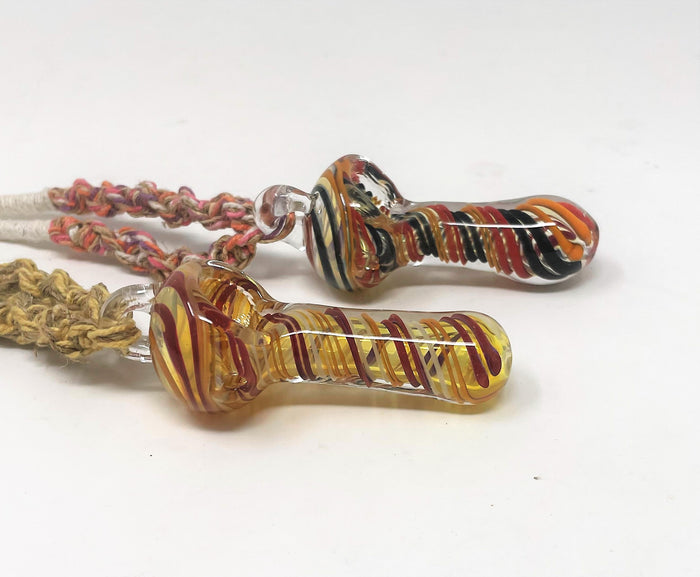 Natural Hemp Necklace with Functional 3" Glass Hand Pipe (2 Pack)