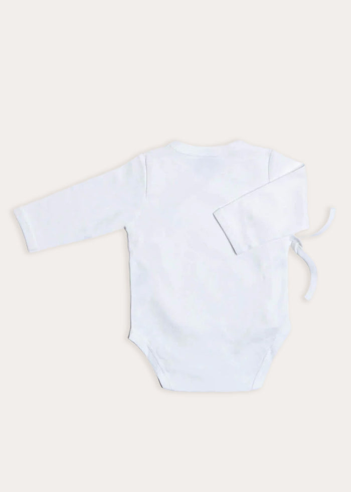 Newborn Side Tie Bodysuit With Rocking Horse Embroidery Blue (1-6mths) TOPS & BODYSUITS from Pepa London