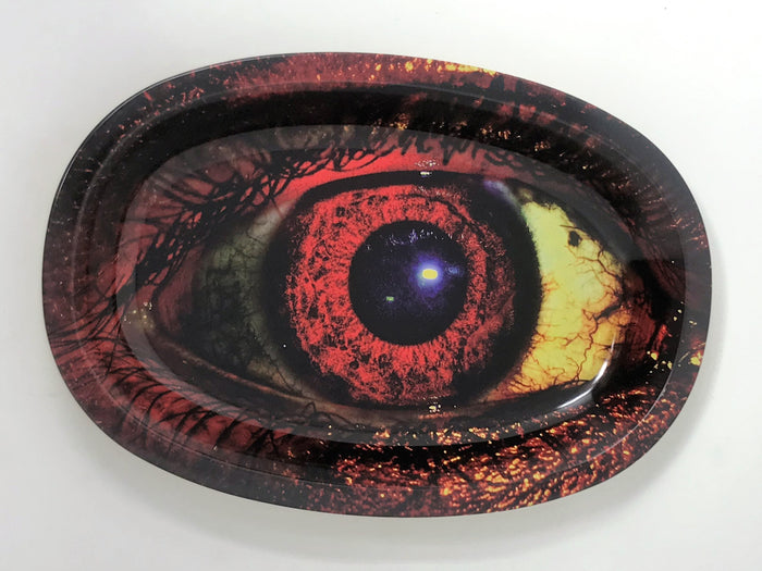 Oval Metal Rolling Tray with Eyeball Design