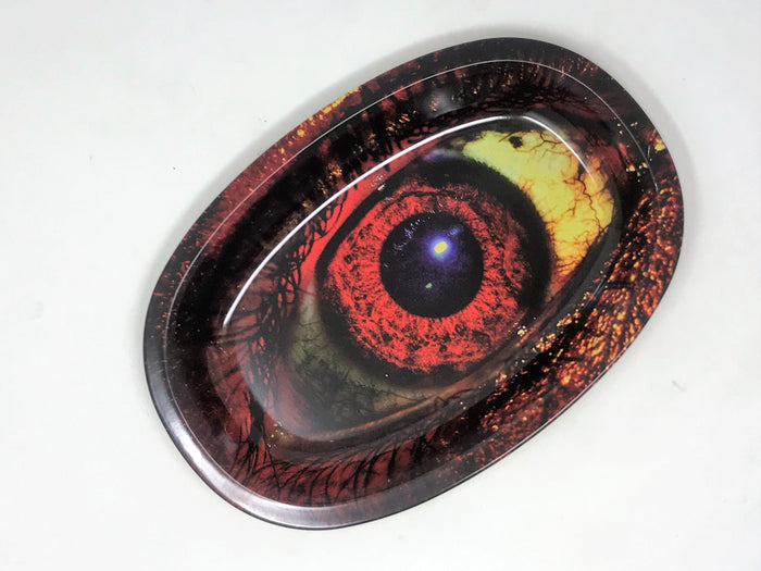 Oval Metal Rolling Tray with Eyeball Design
