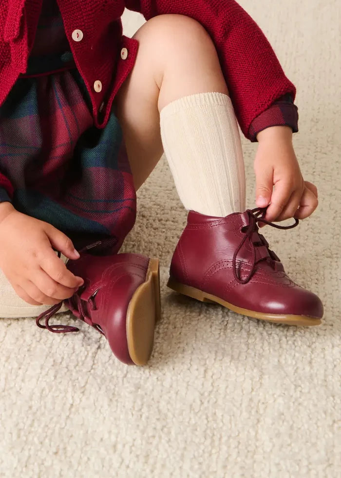 Oxford Baby Booties in Burgundy (20-26EU) SHOES from Pepa London