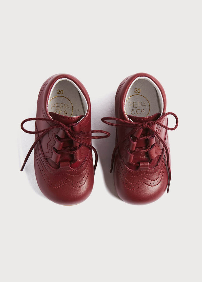 Oxford Baby Booties in Burgundy (20-26EU) SHOES from Pepa London