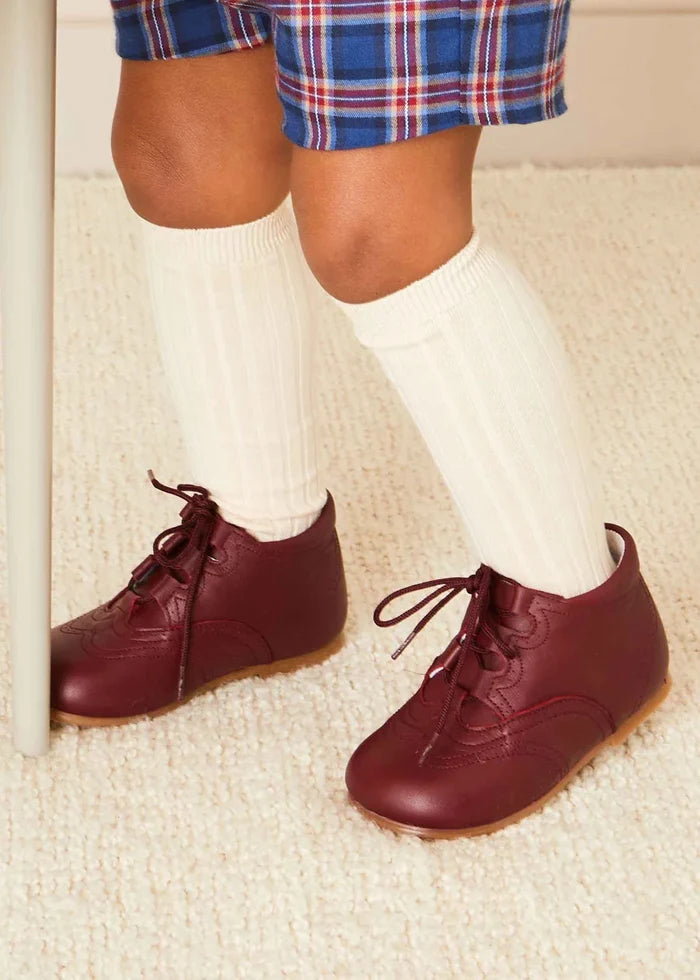 Oxford Baby Booties in Burgundy (20-26EU) SHOES from Pepa London