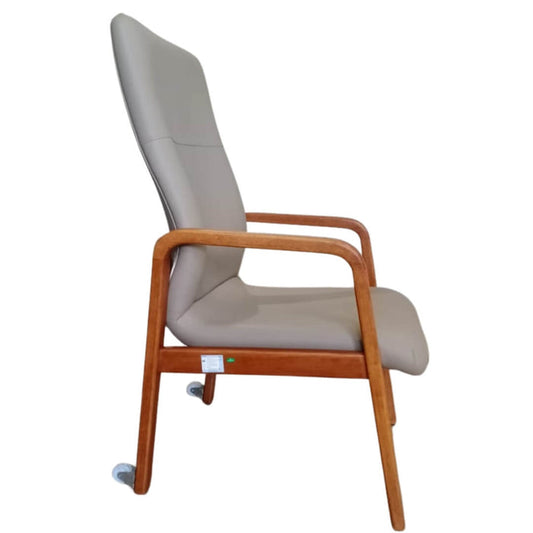 (Pre Order 12 Weeks) High Back Chair with rear castor Light brown | AIM Healthcare